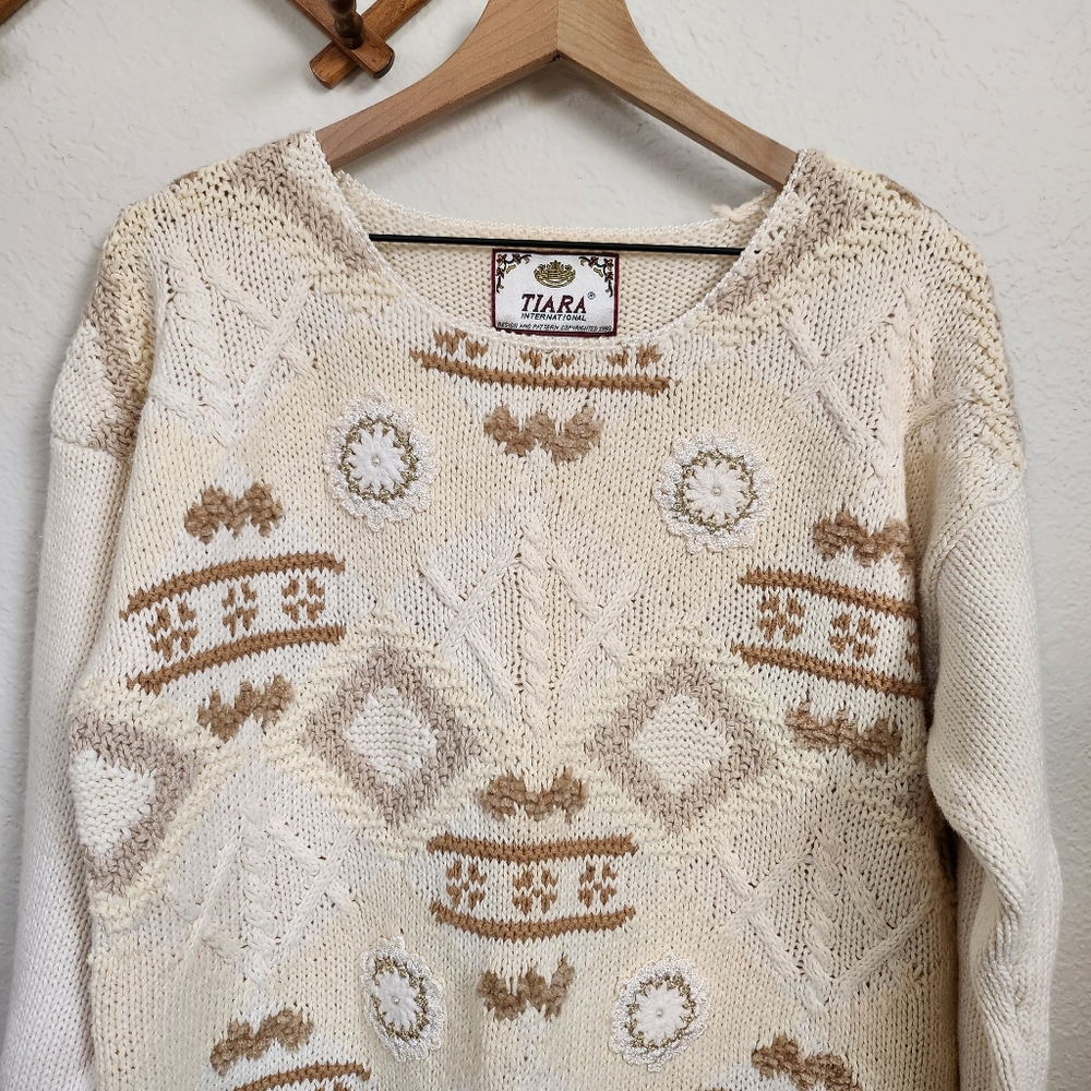90's Tiara Cream Colored Sweater